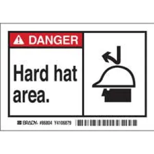 DANGER Hard hat area. Labels