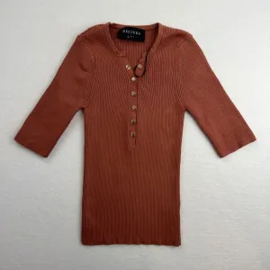 Decjuba Sadie Henley Short Sleeve Top Size Small