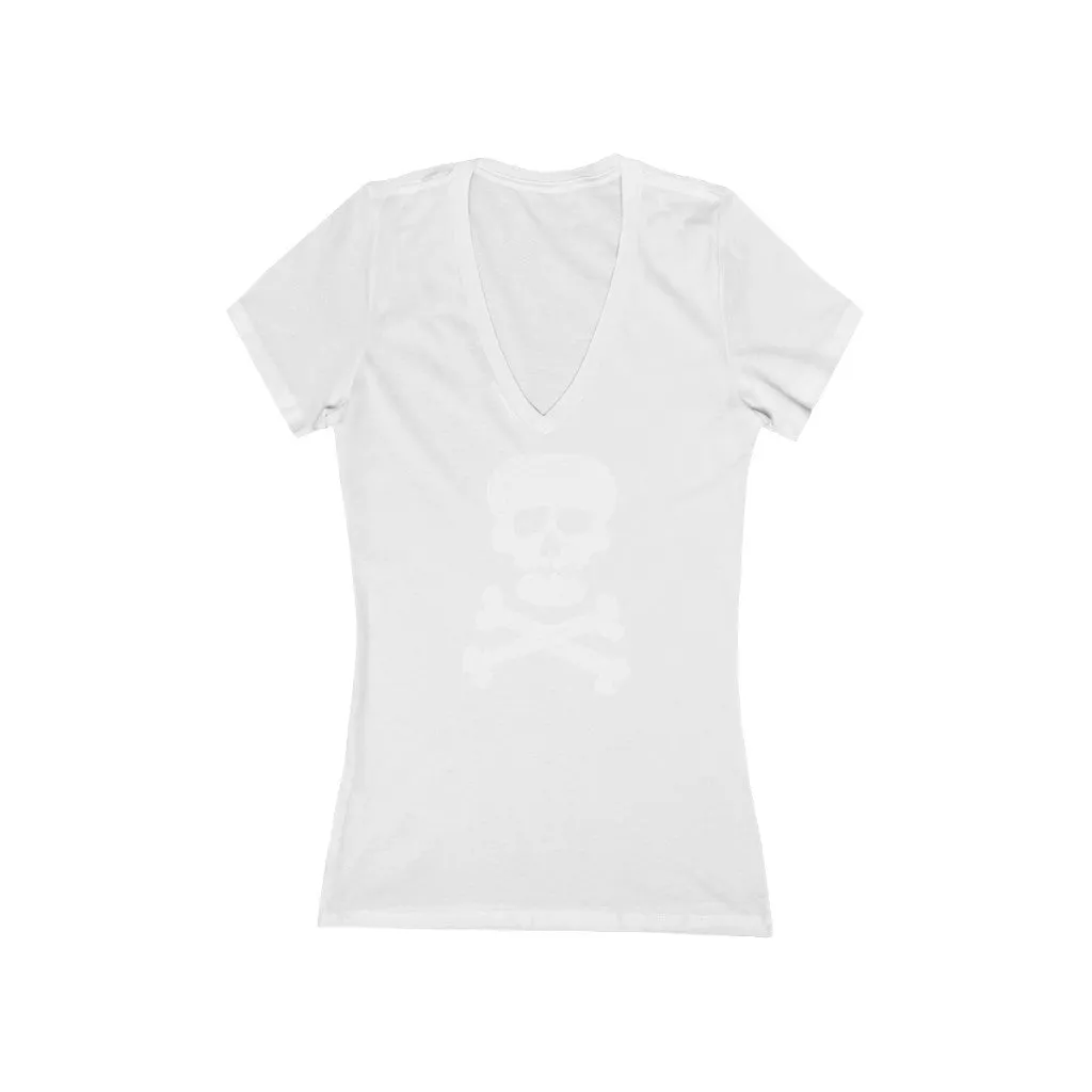 Demon Skull Women's Jersey Short Sleeve Deep V-Neck Tee