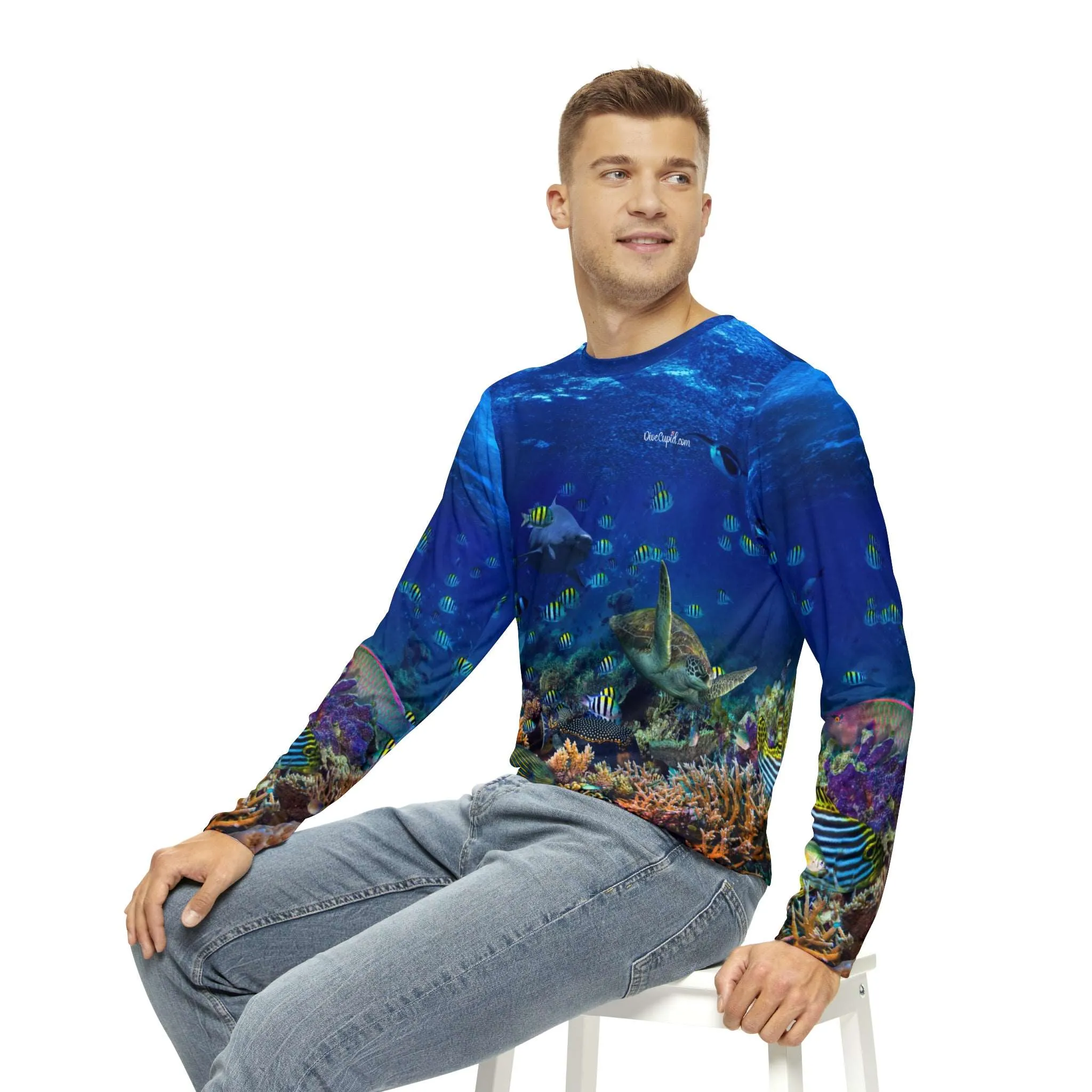 Dive Cupid Coral Reef Relaxed Fit Rash Guard UPF 50 
