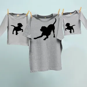 Dog and two puppies matching set for dad and twins or siblings