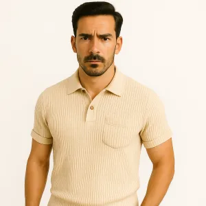 Domoir | Waffle Henley Polo Shirt