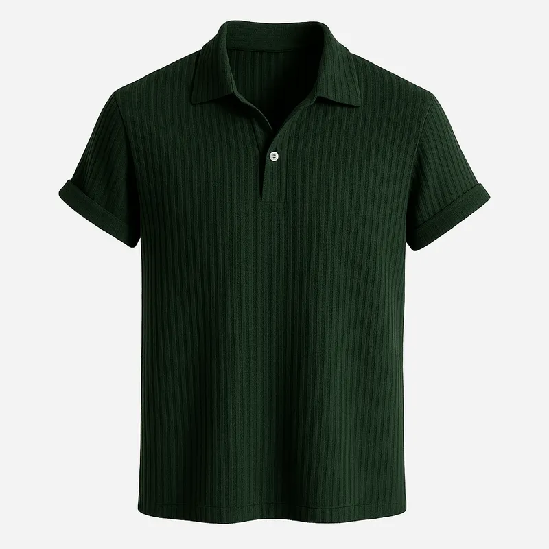 Domoir | Waffle Henley Polo Shirt