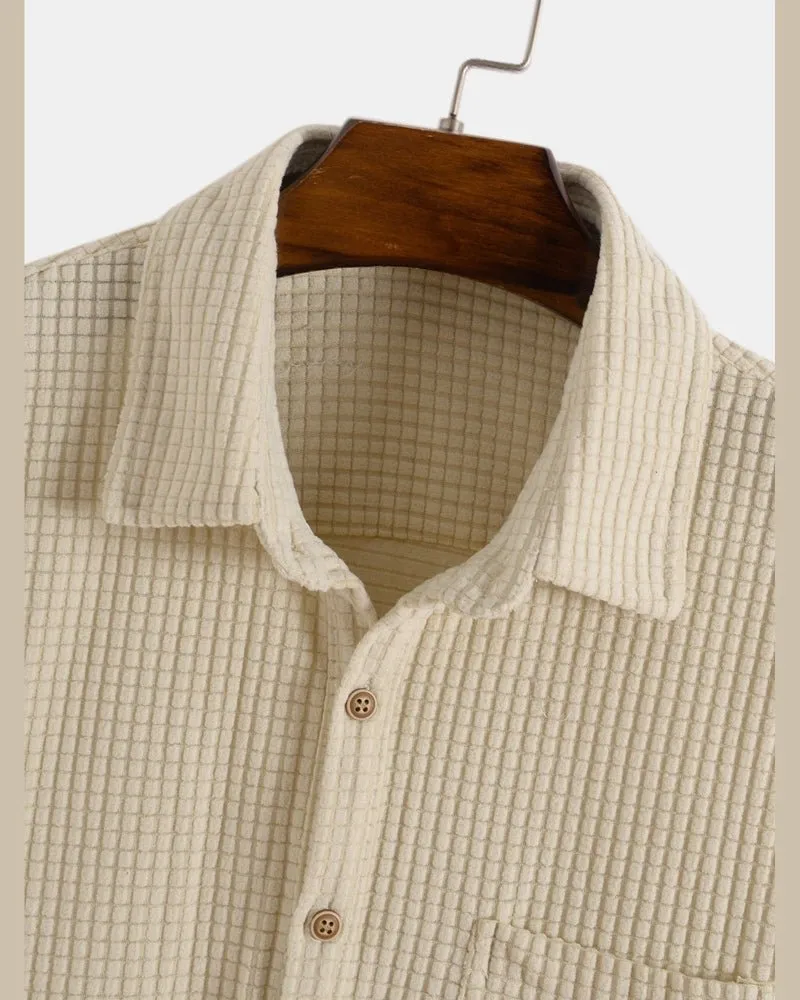 Domoir | Waffle Henley Polo Shirt