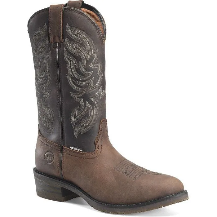 Double H Men's Tascosa 12" R Toe Waterproof Western Classic Boot -Brown- DH4158