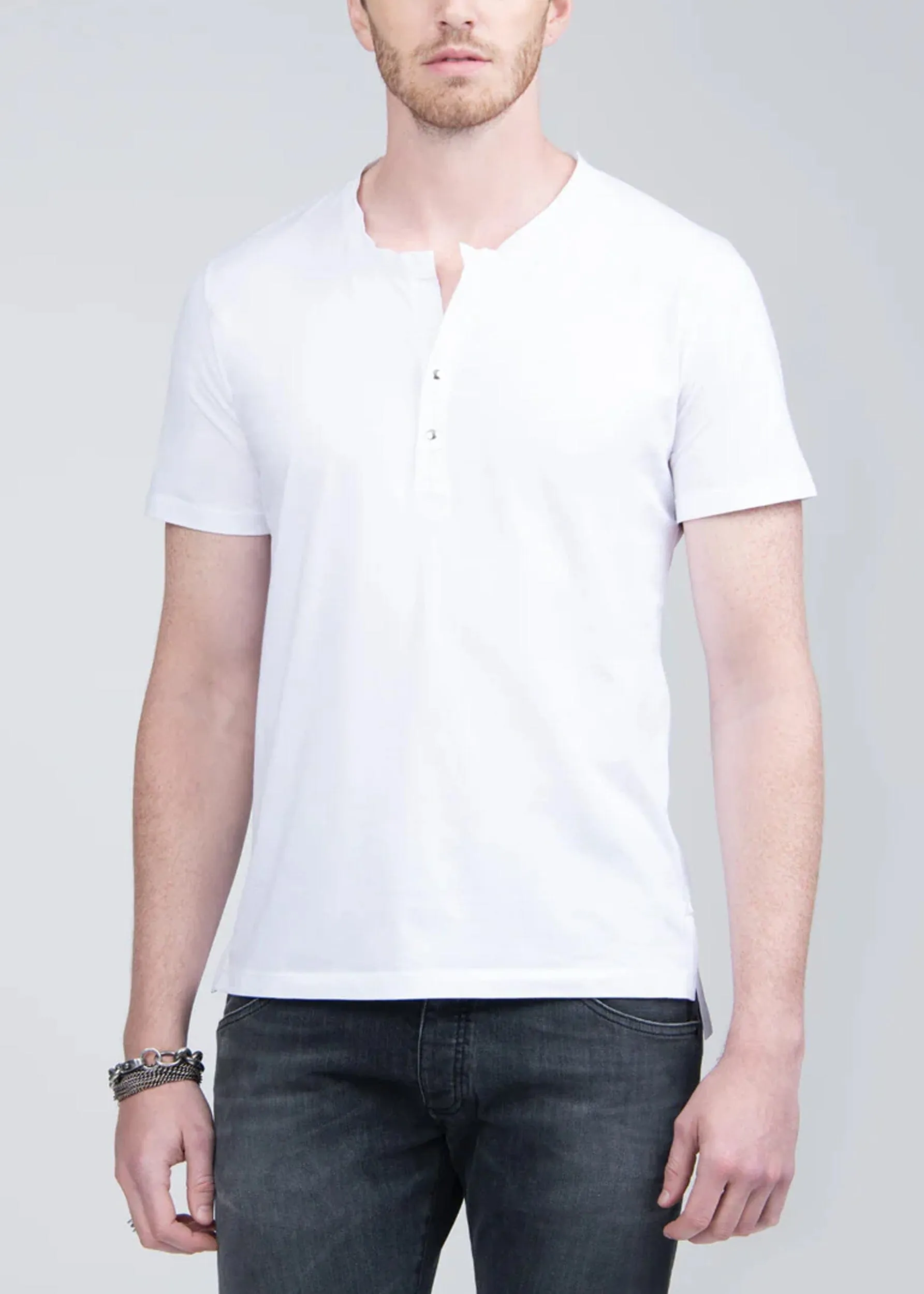 DOUBLE-SNAP HENLEY T-SHIRT