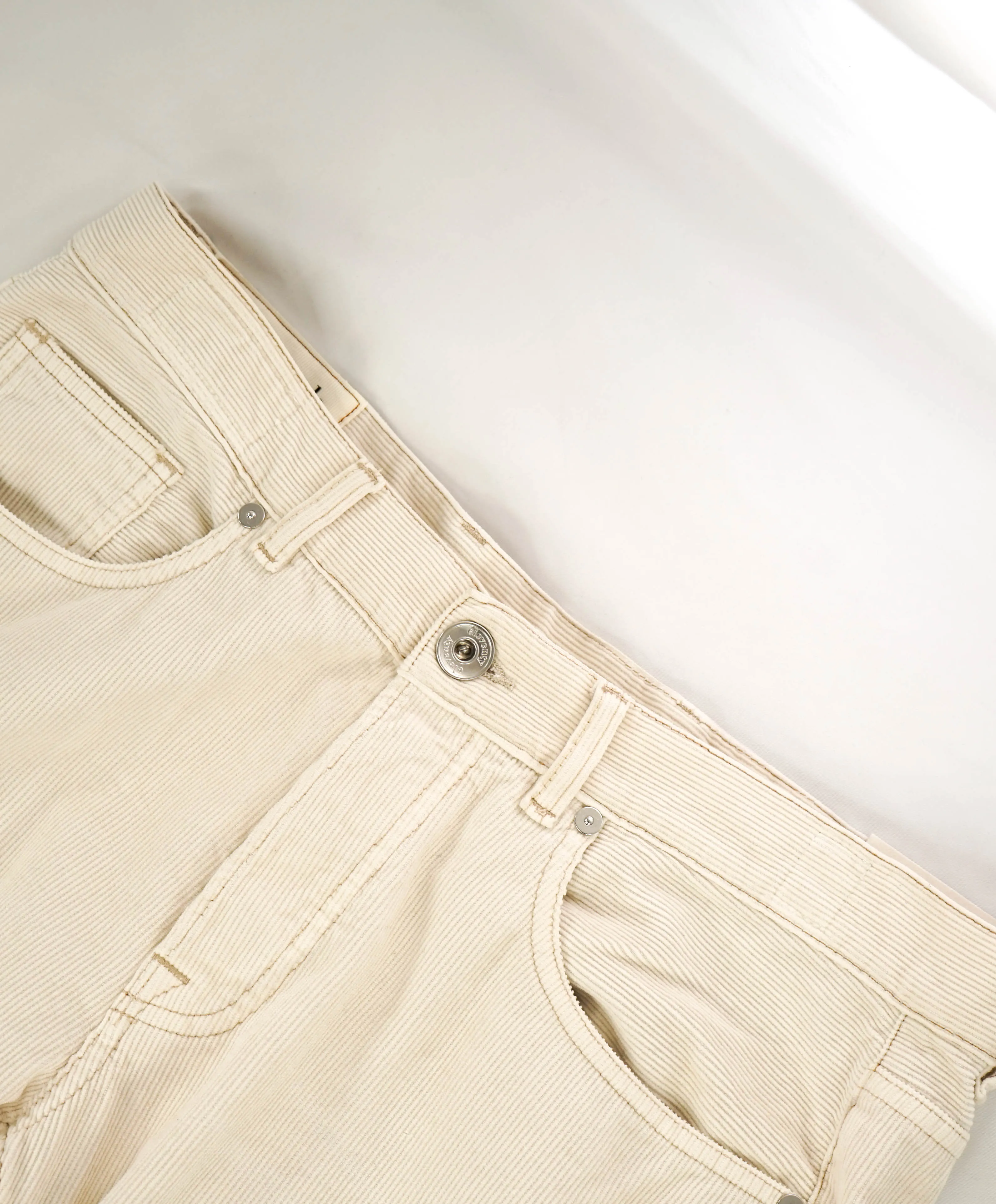 ELEVENTY - 5-Pocket Neutral Beige/Ivory Chino Twill/Cord Cotton Pants - 33W