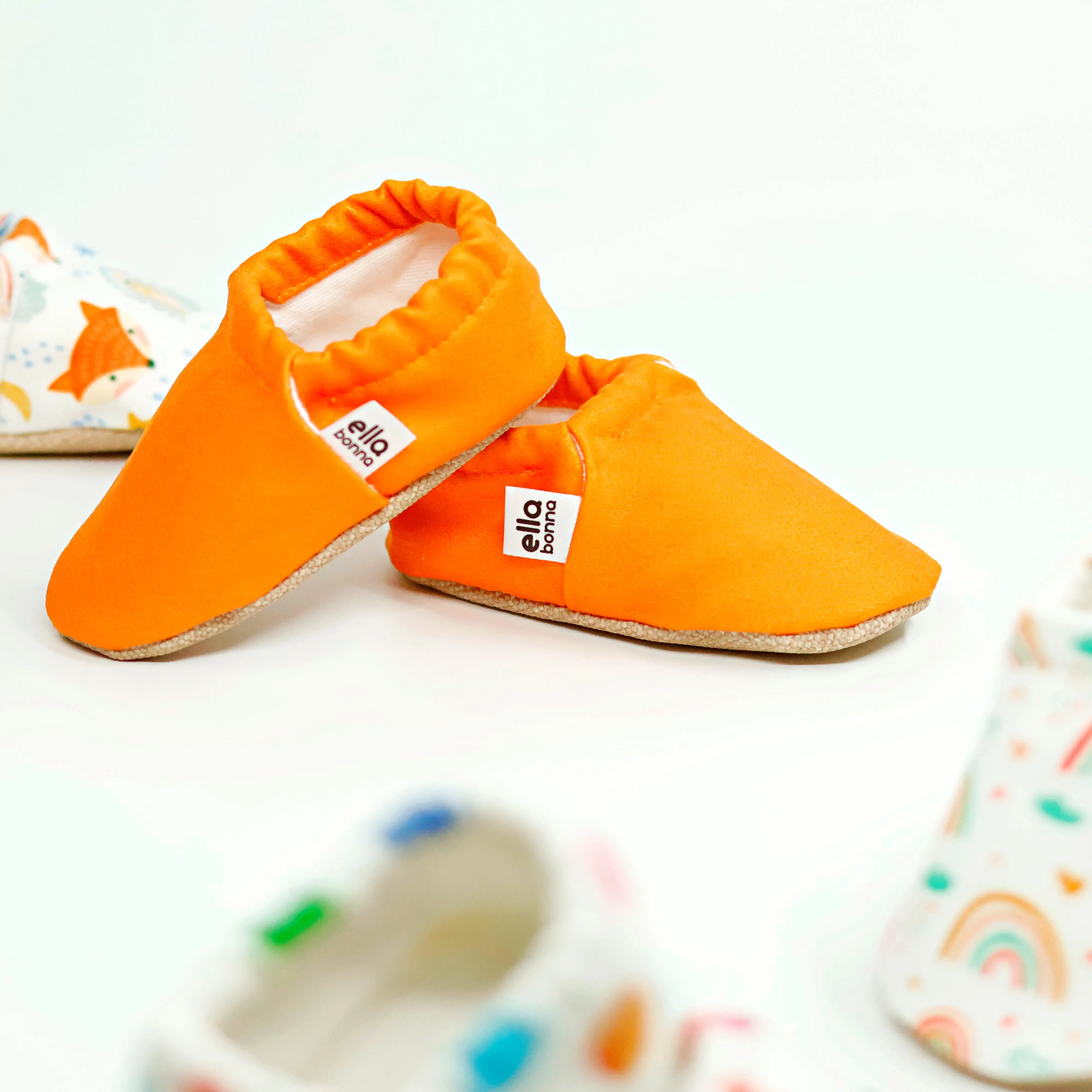 Ella Bonna Baby Moccasins, Slippers, Orange