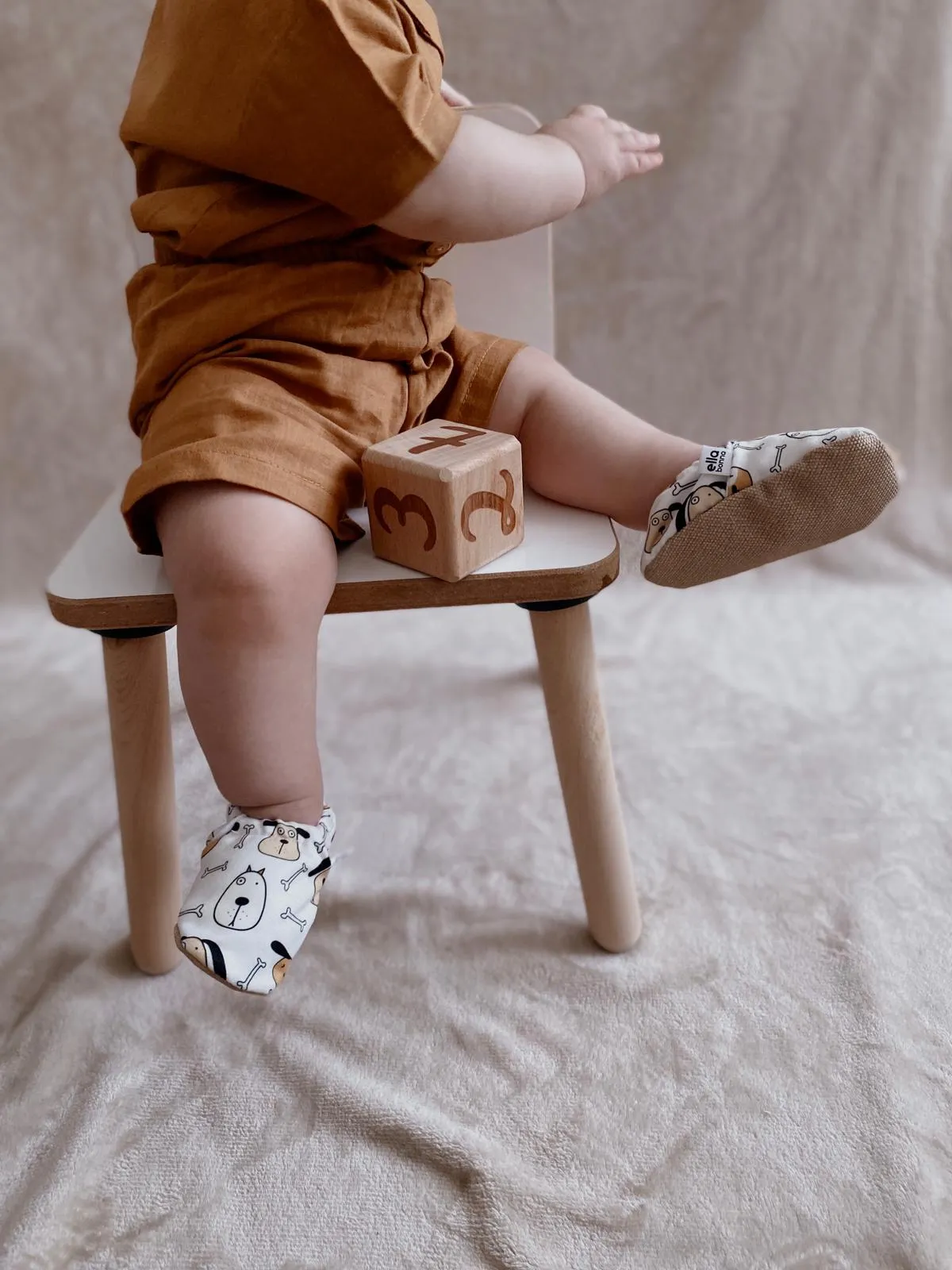 Ella Bonna Non-Slip Sole Cute Dog Patterned Baby Booties, Home Boot Slippers Nursery Shoes