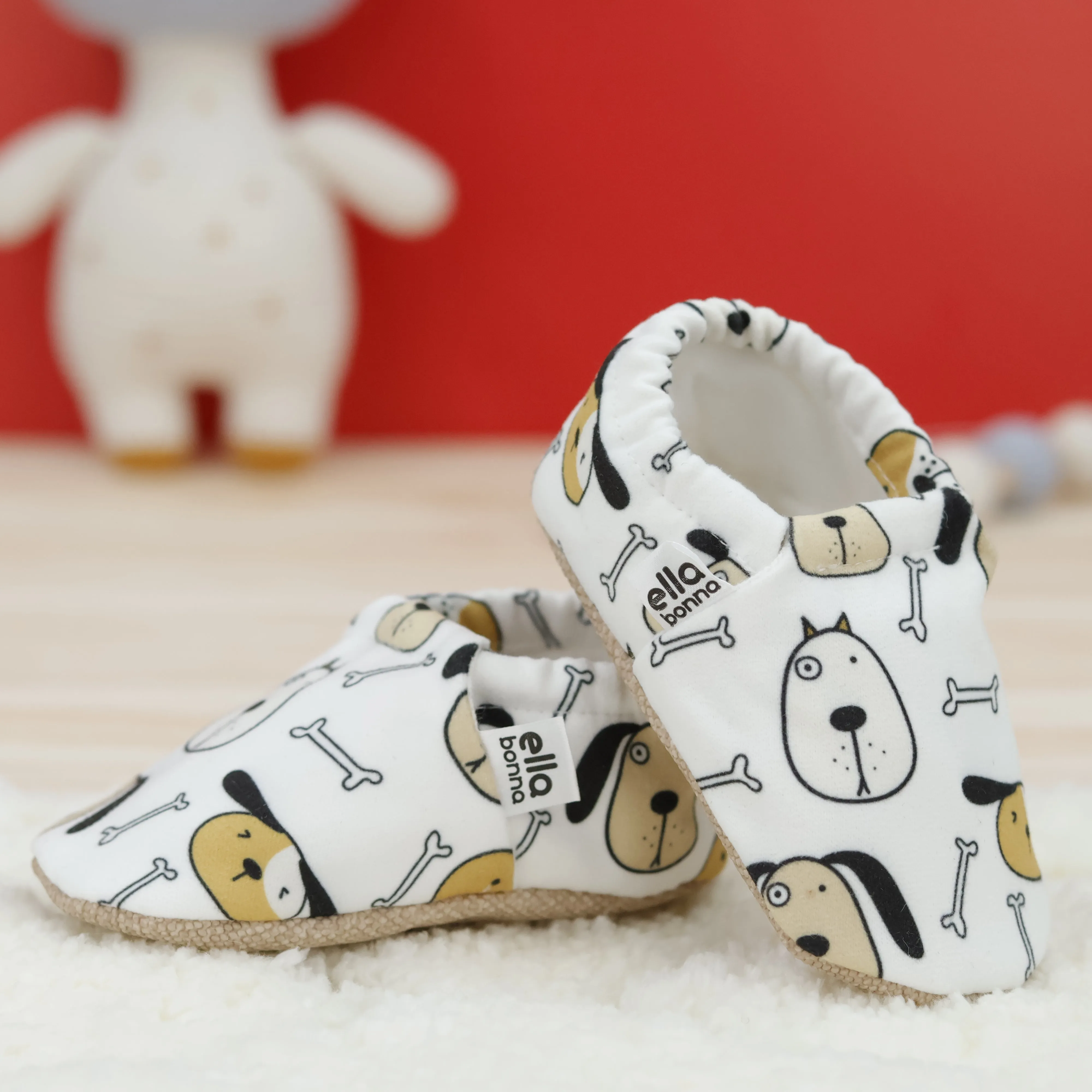 Ella Bonna Non-Slip Sole Cute Dog Patterned Baby Booties, Home Boot Slippers Nursery Shoes