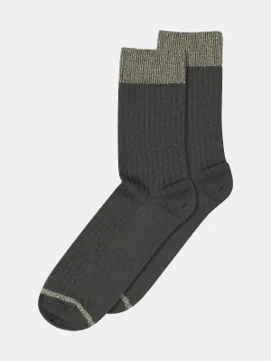 Erina Wool Rib Socks - Dusty Ivy