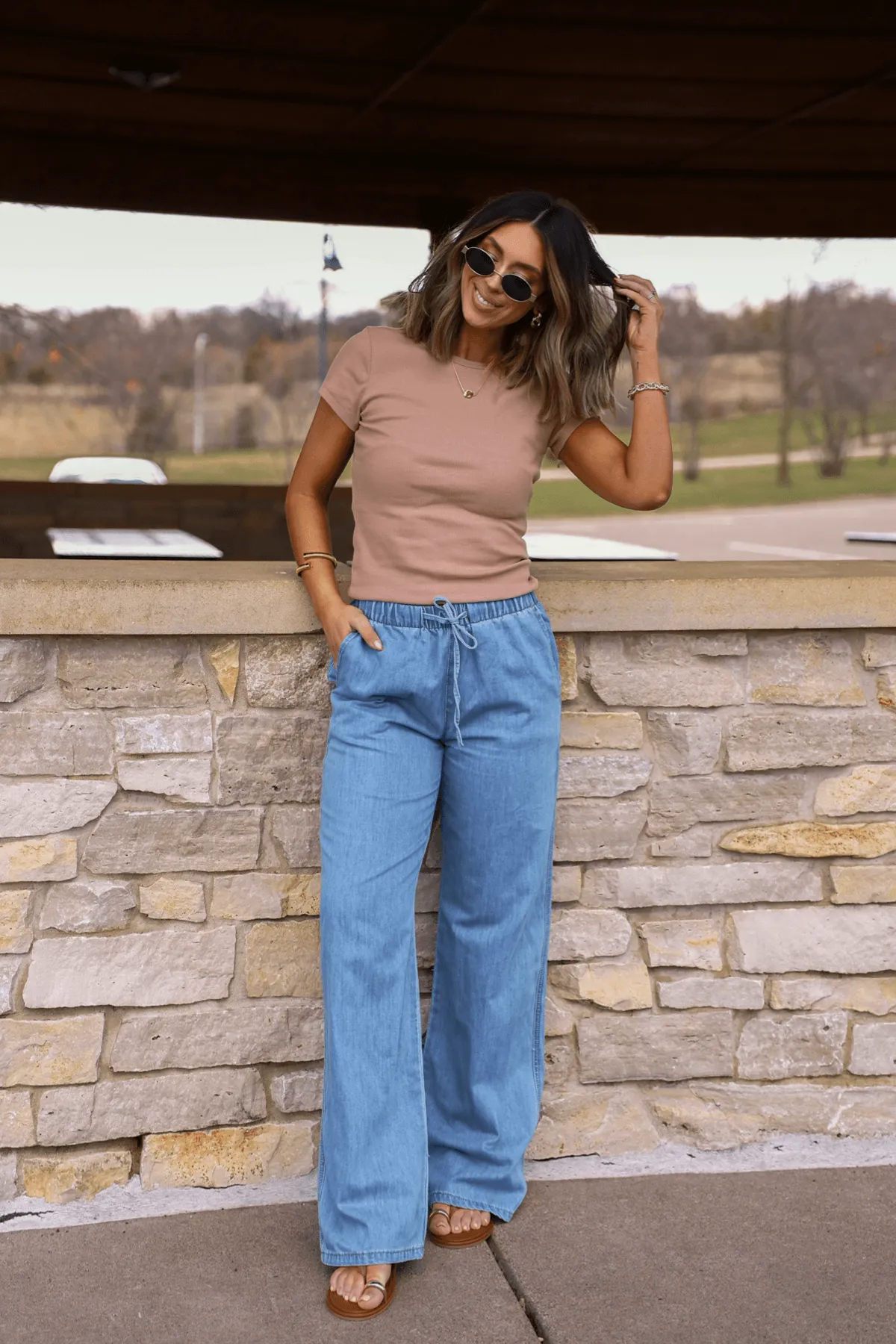 Everyday Cozy Ribbed Short Sleeve T-Shirt- Taupe