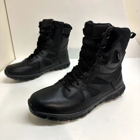 EXCELLENT Reebok Sublite Cushion Tactical Black Work Boot RB8806 Side Zipper 12