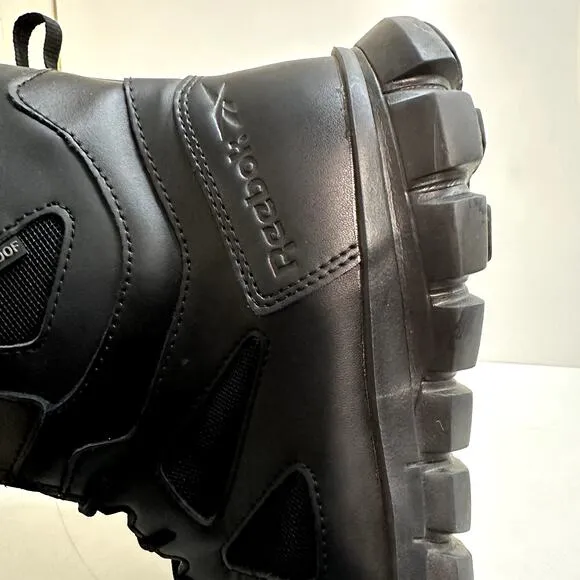 EXCELLENT Reebok Sublite Cushion Tactical Black Work Boot RB8806 Side Zipper 12