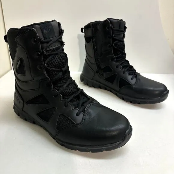 EXCELLENT Reebok Sublite Cushion Tactical Black Work Boot RB8806 Side Zipper 12