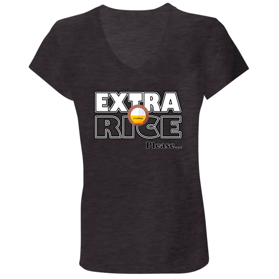 Extra Rice Please Ladies Jersey V-Neck T-Shirt