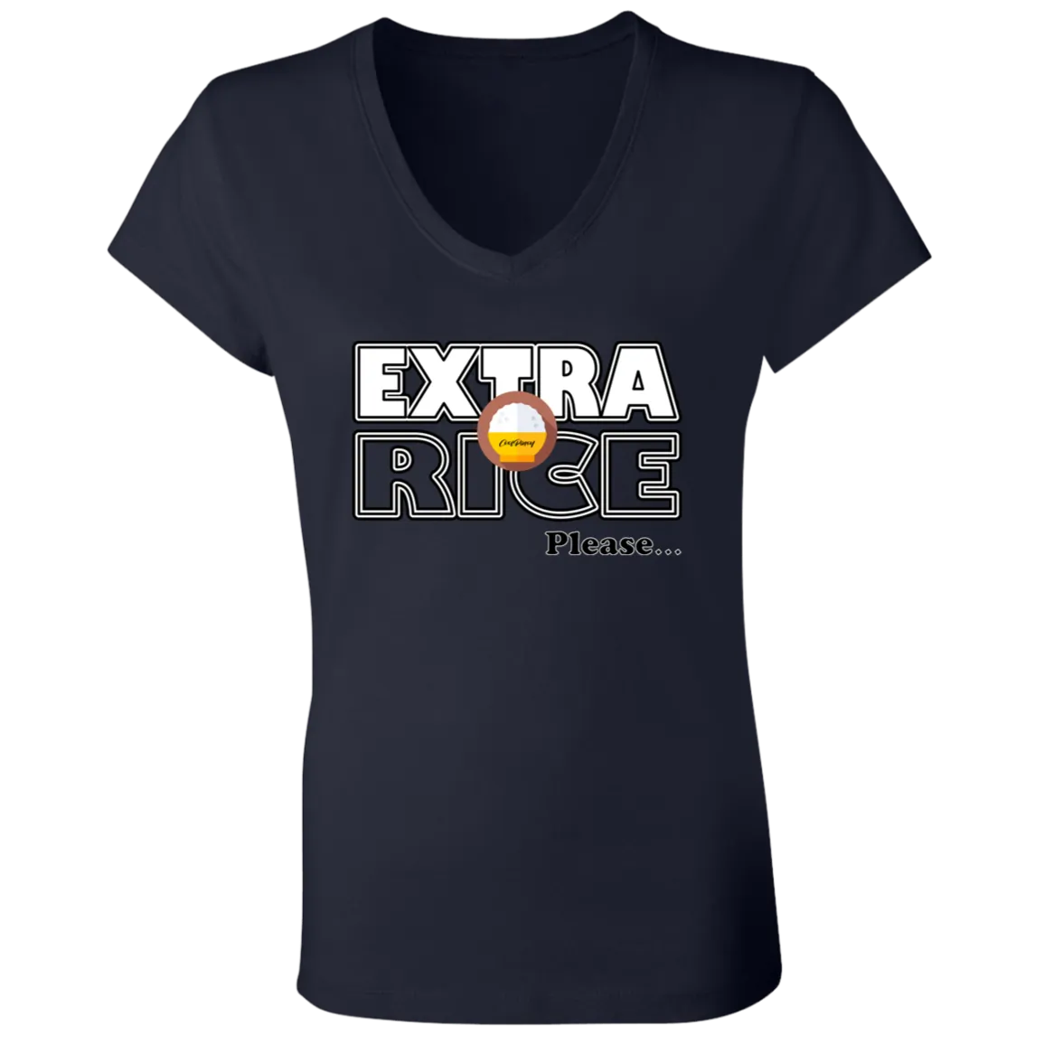 Extra Rice Please Ladies Jersey V-Neck T-Shirt