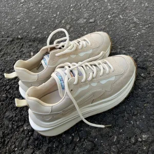 Fashion Women Genuine Leather Sneakers Mixed Platform