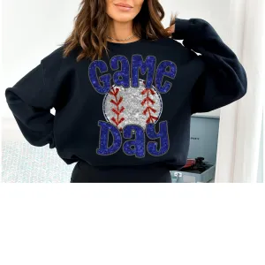 FAUX Sequin Game Day Baseball Blue