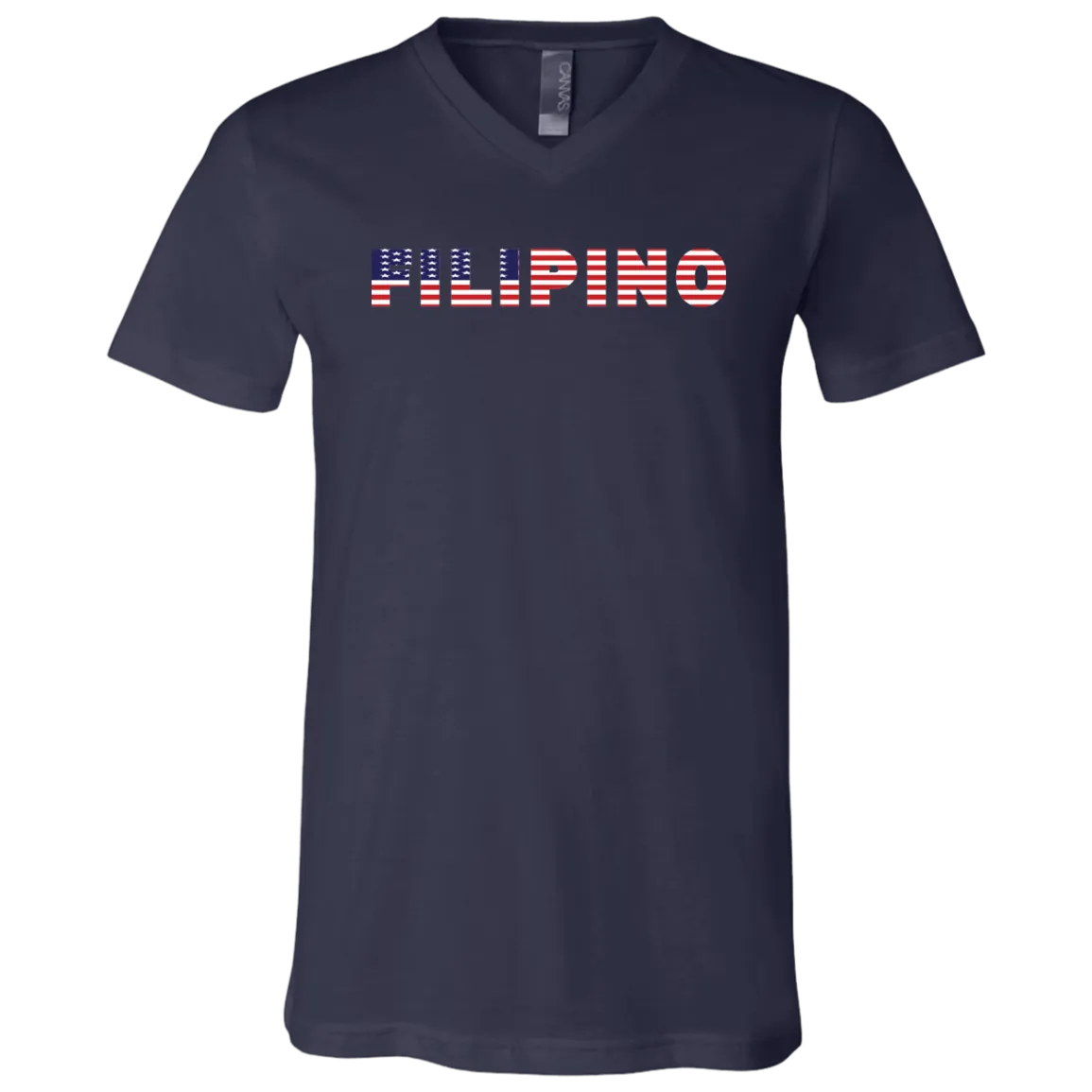 Filipino with US Flag Embedded Unisex Jersey V-Neck T-Shirt