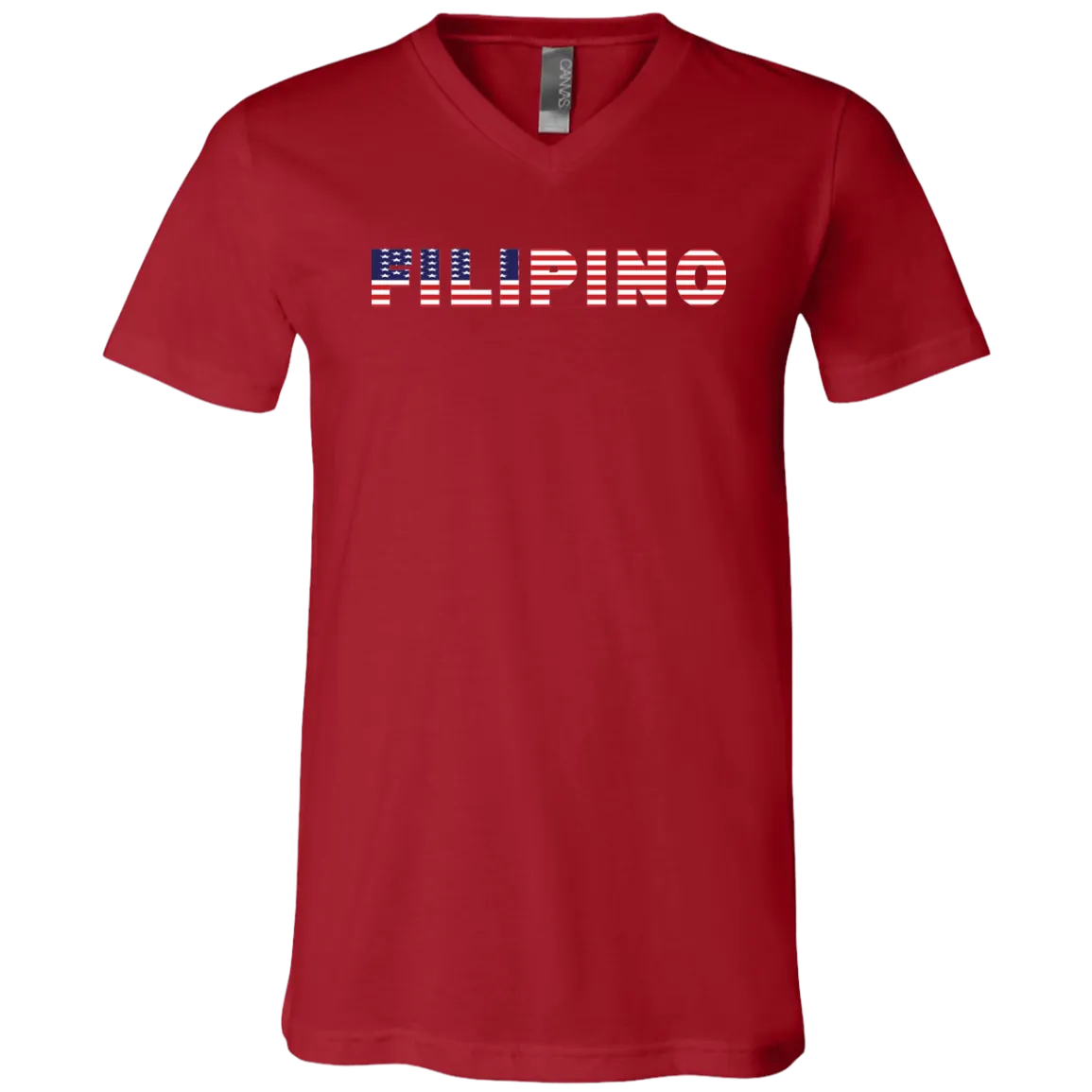 Filipino with US Flag Embedded Unisex Jersey V-Neck T-Shirt