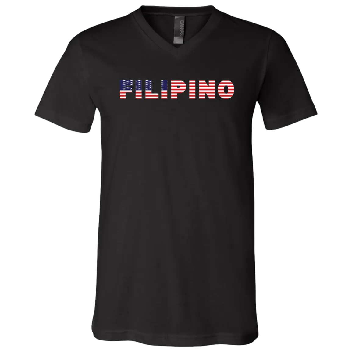 Filipino with US Flag Embedded Unisex Jersey V-Neck T-Shirt