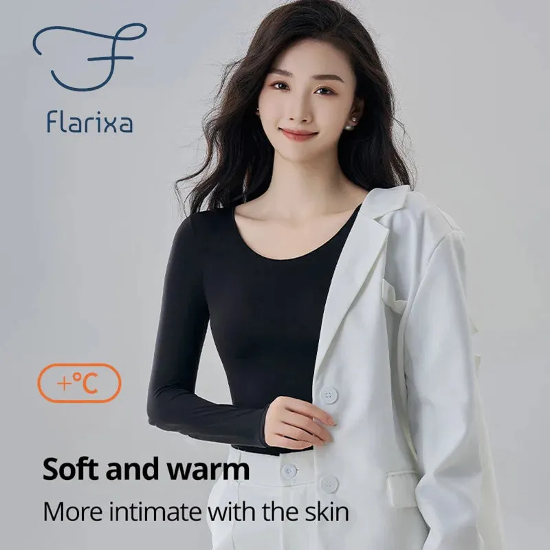 Flarixa Women's Winter Thermal Underwear Top - 37° Constant Temperature, Seamless, Comfortable