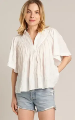 Freya Fan Short Sleeve Top-White