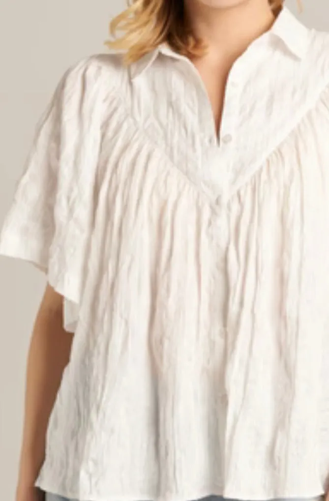 Freya Fan Short Sleeve Top-White