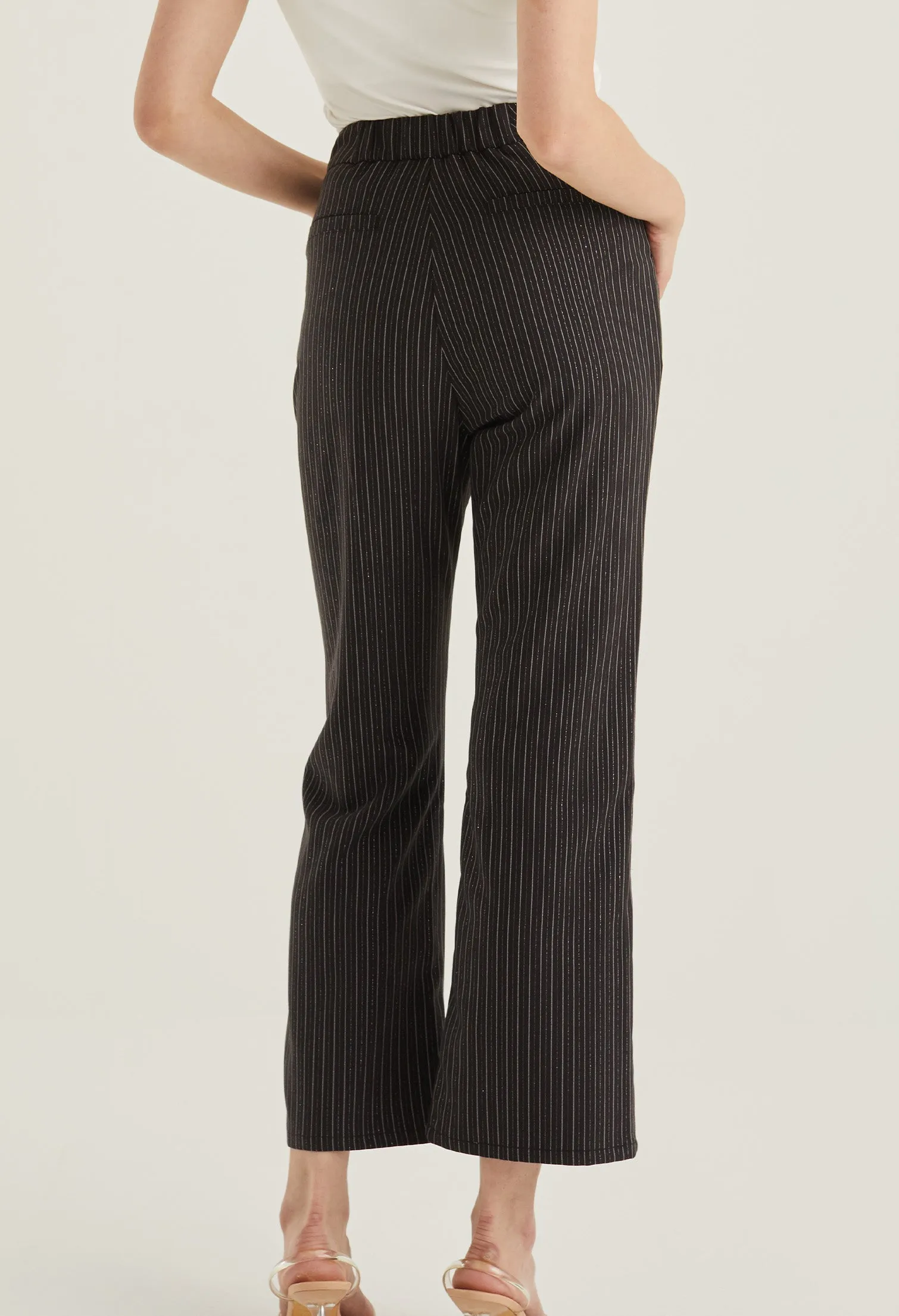 Front Slit Striped Smart Trousers