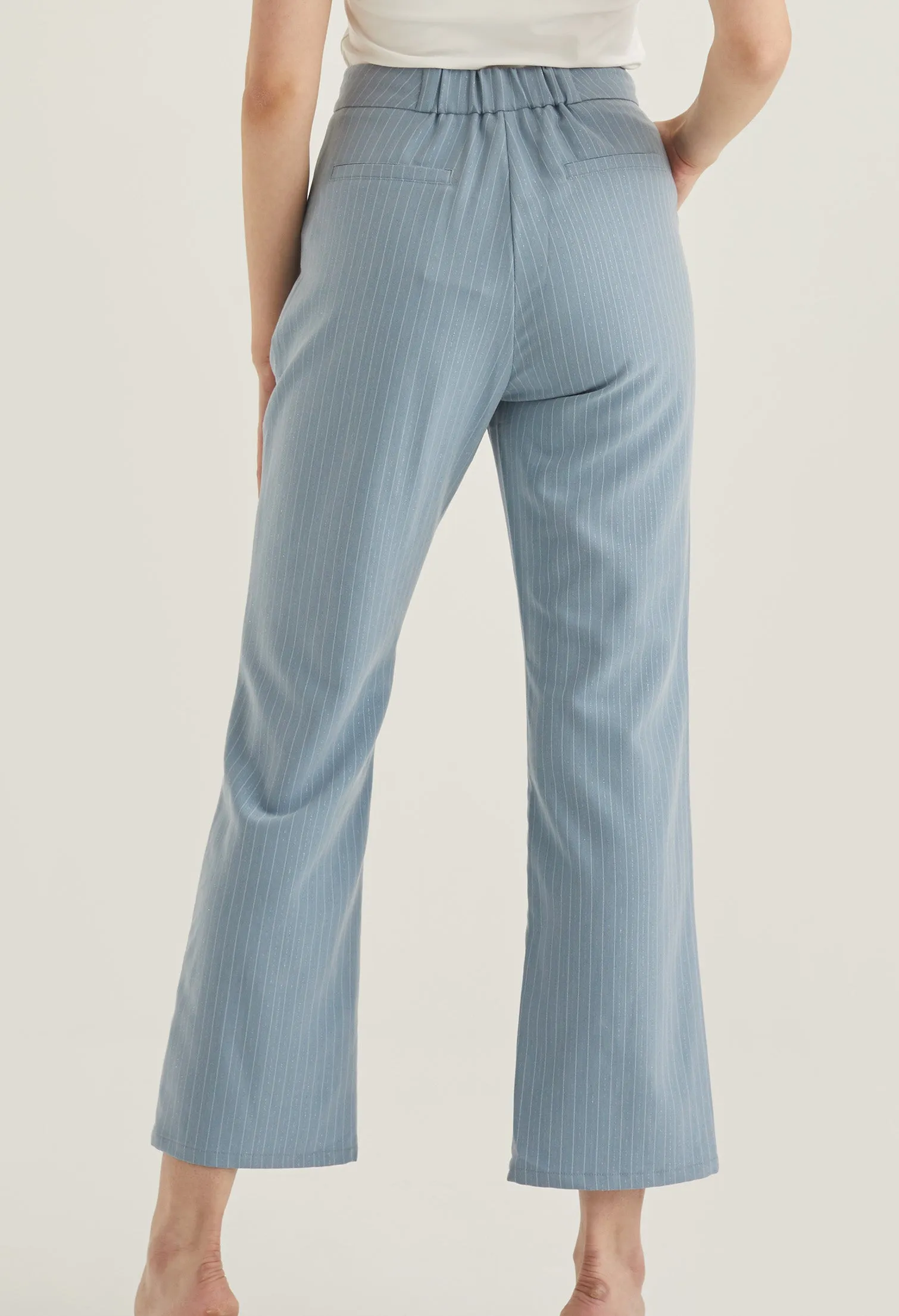 Front Slit Striped Smart Trousers
