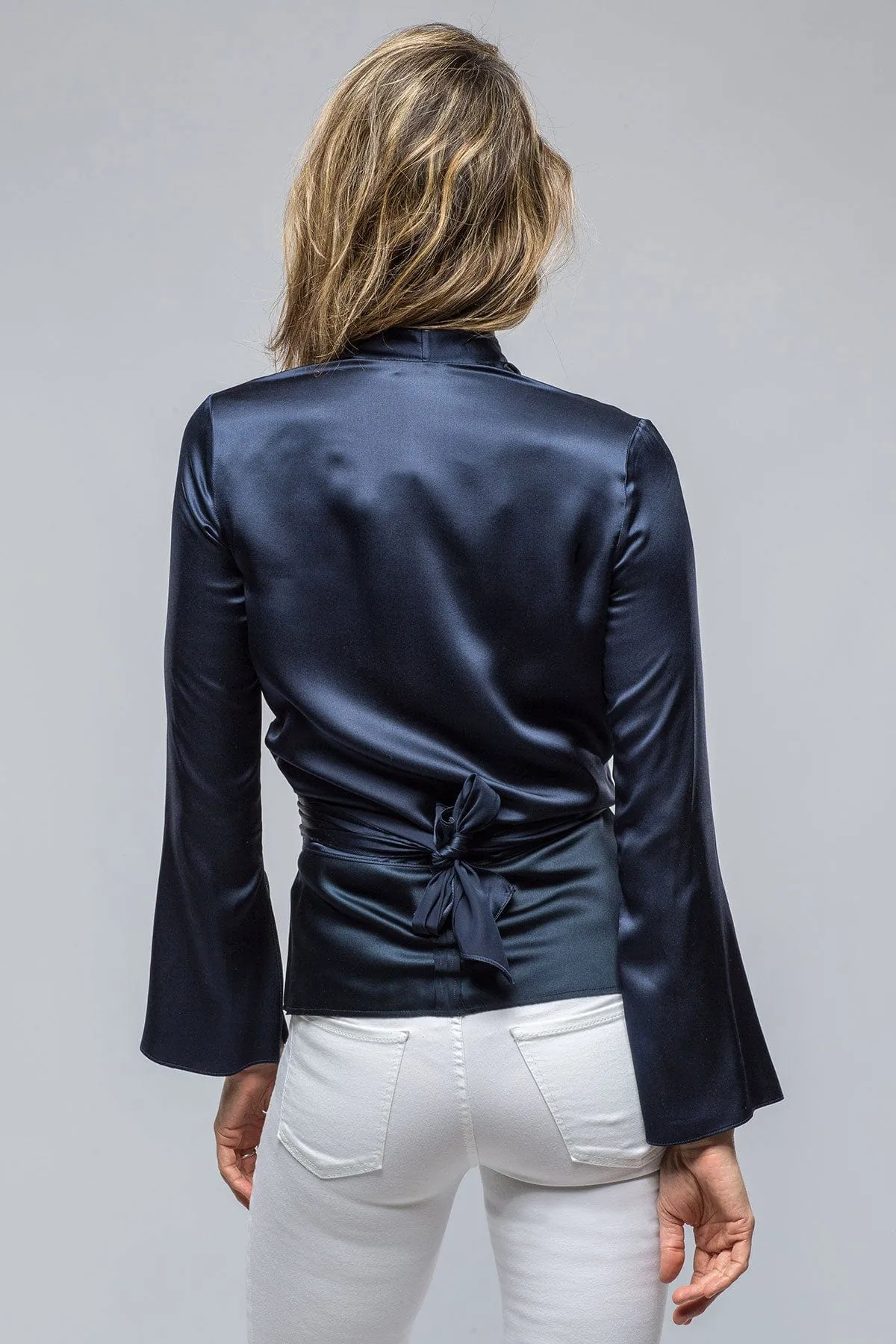 Frontward Wrap Blouse In Navy