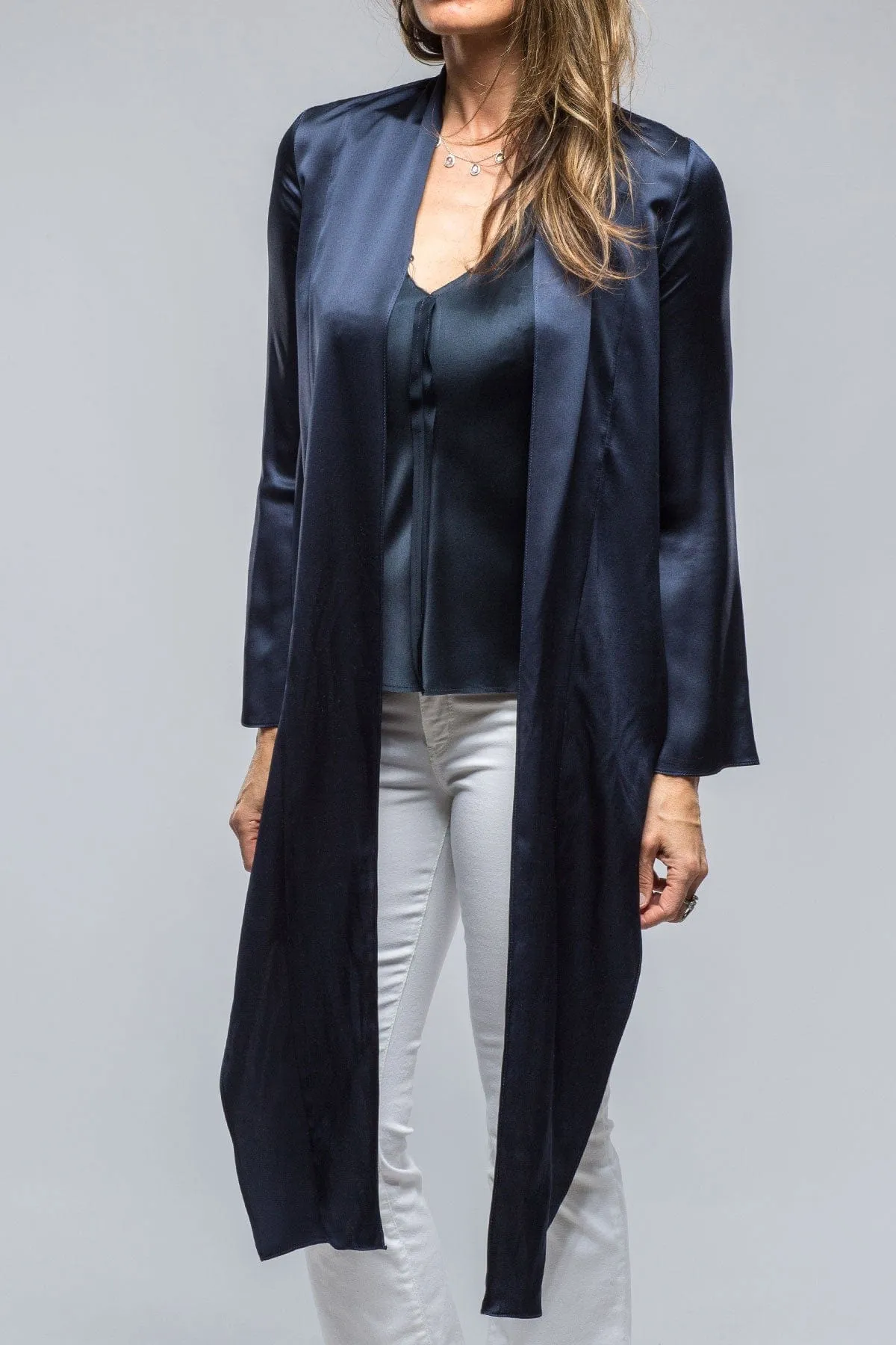 Frontward Wrap Blouse In Navy