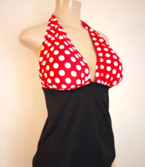 Gathered Halter Tankini Top Apron Back