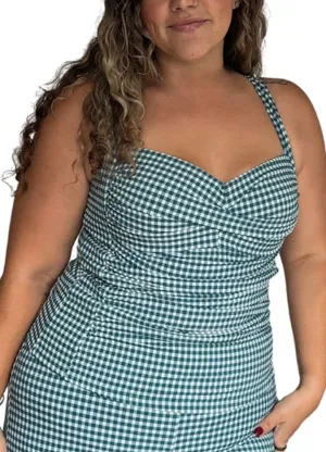 Gingham Tankini - Emerald