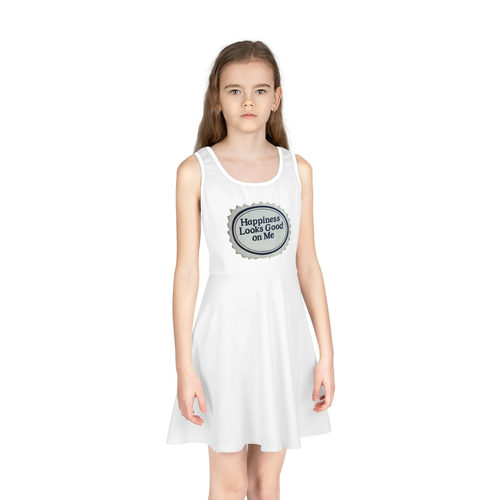 Girls' Sleeveless Sundress – 'Happiness Looks Good on Me'