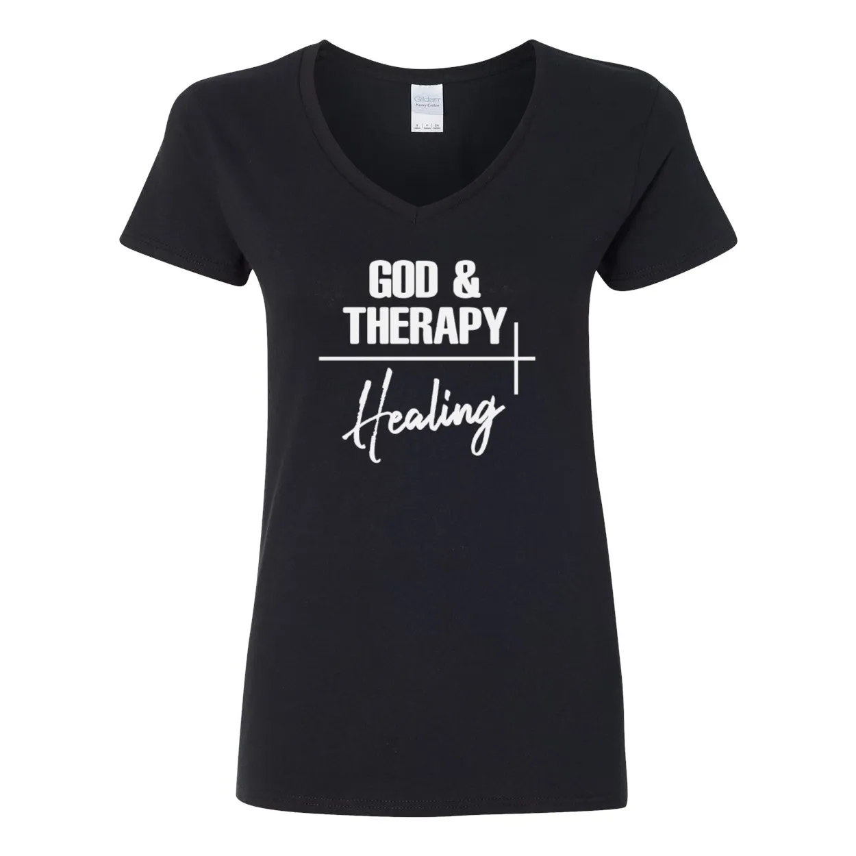 God & Therapy Inspirational V-neck T-Shirt