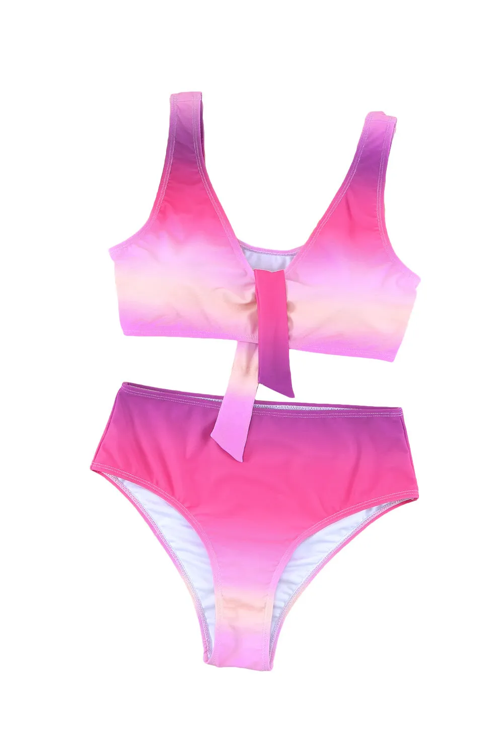 Gradient Knotted Bikini Swimsuit
