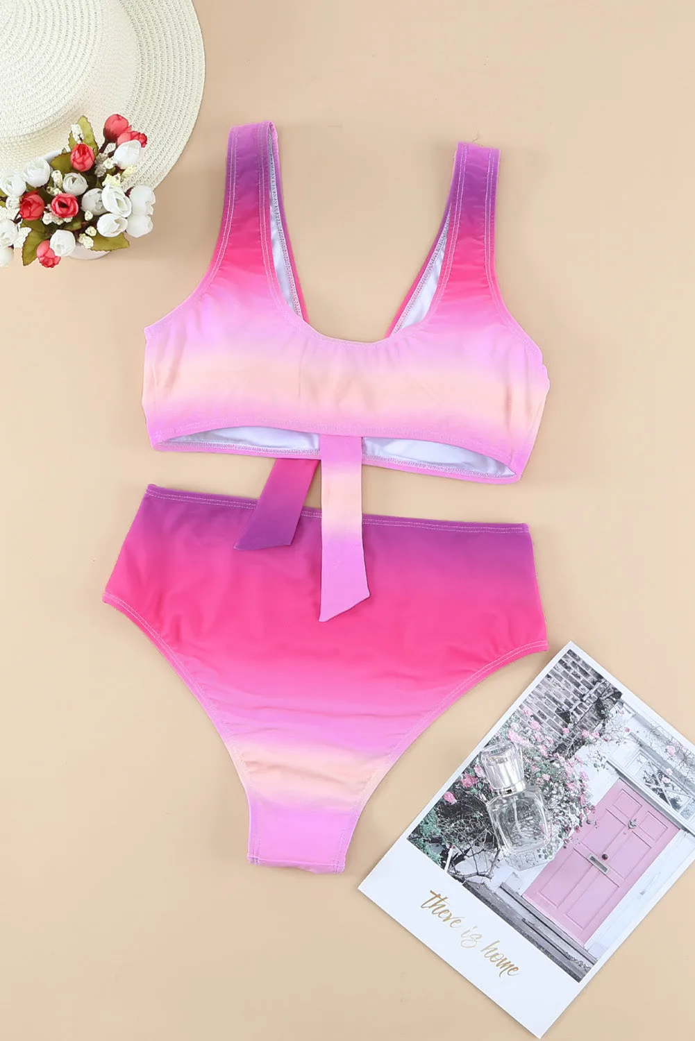 Gradient Knotted Bikini Swimsuit