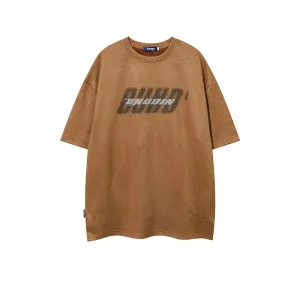 Graffiti Suede Print Oversized T-shirt