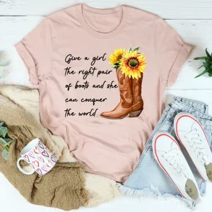 Graphic T-Shirts Give A Girl The Right Pair Of Boots Tee