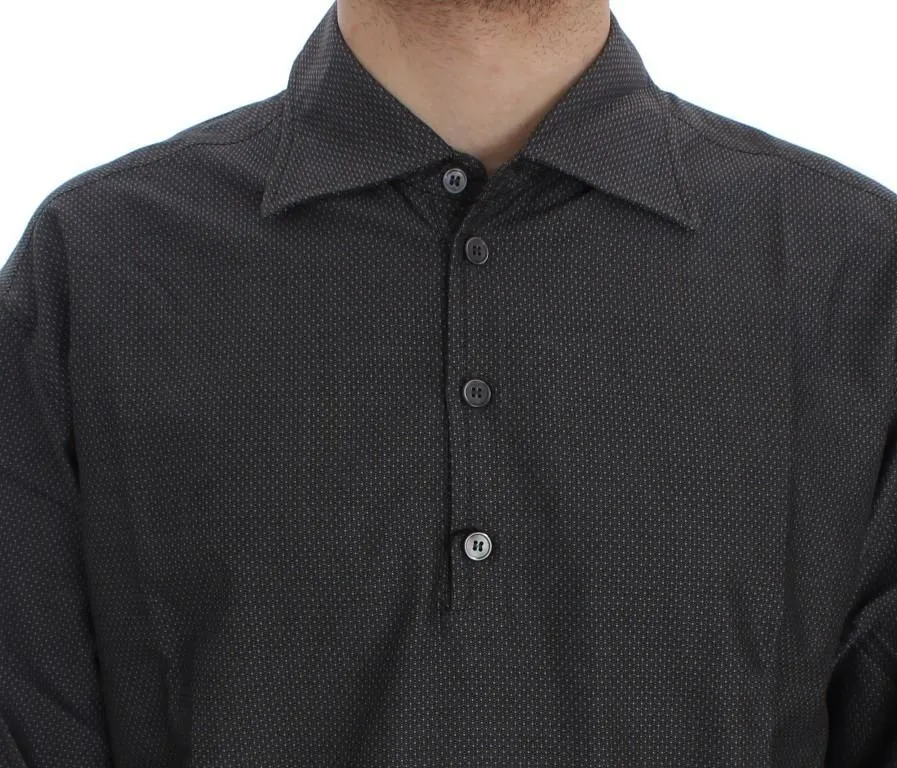 Gray Button Collar Cotton Shirt