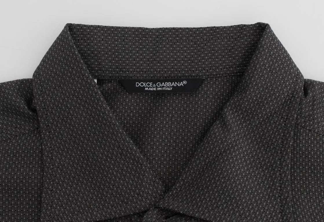 Gray Button Collar Cotton Shirt