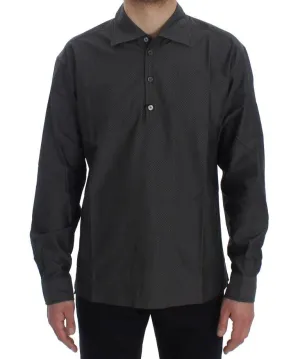 Gray Button Collar Cotton Shirt