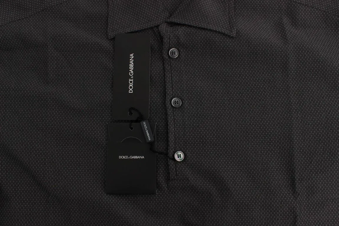 Gray Button Collar Cotton Shirt