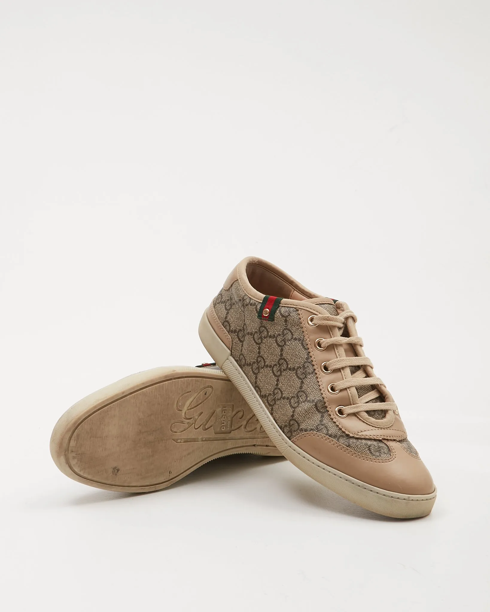 Gucci Beige GG Supreme Web Detail Sneaker - 36