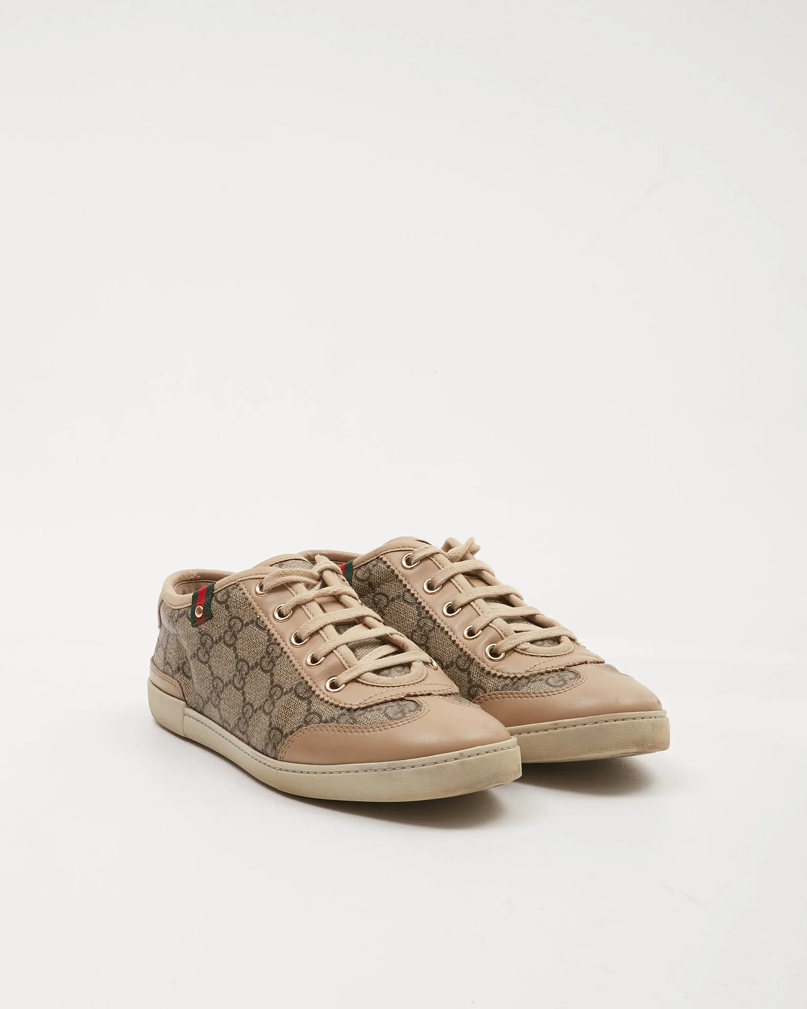 Gucci Beige GG Supreme Web Detail Sneaker - 36