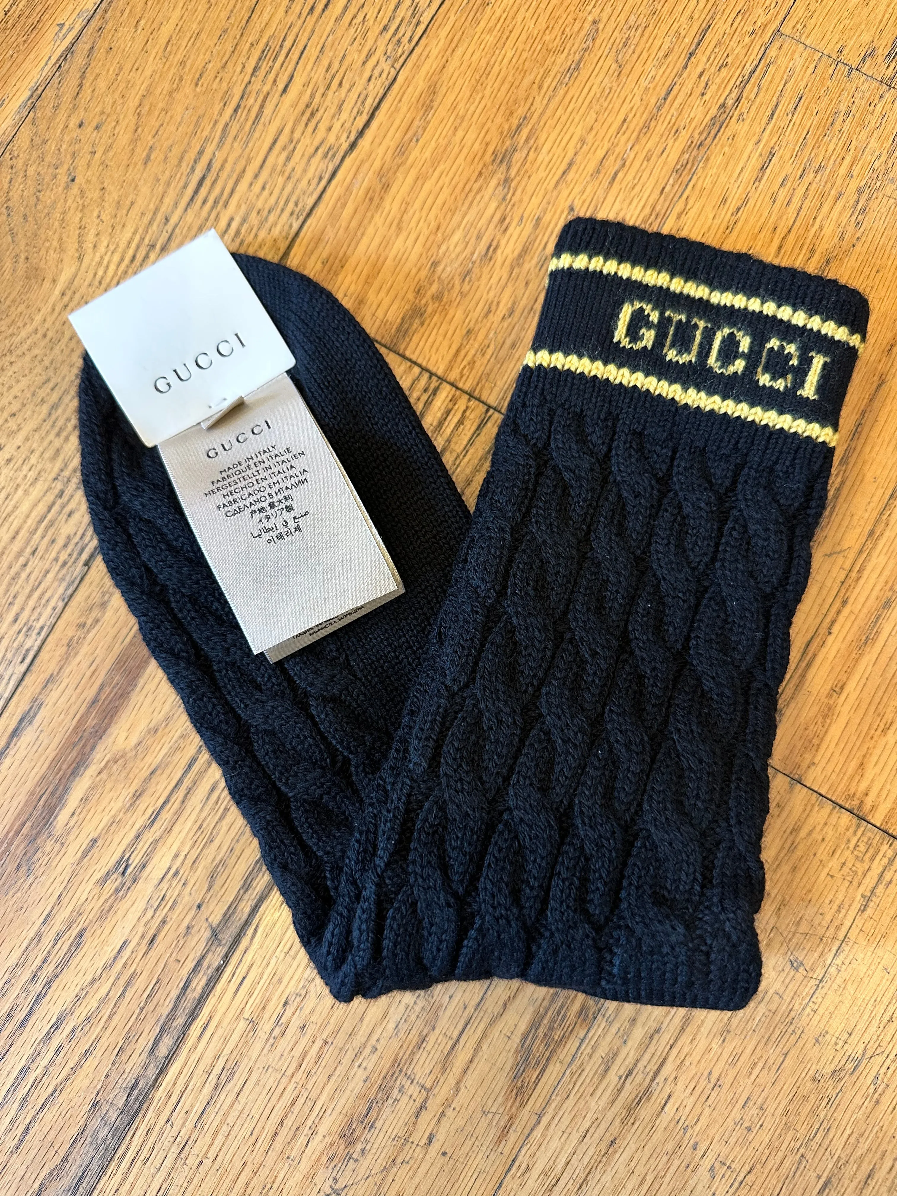 Gucci Black Wool Knit Socks
