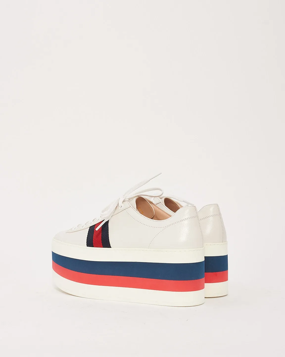 Gucci White Leather Peggy Platform Sneakers - 38
