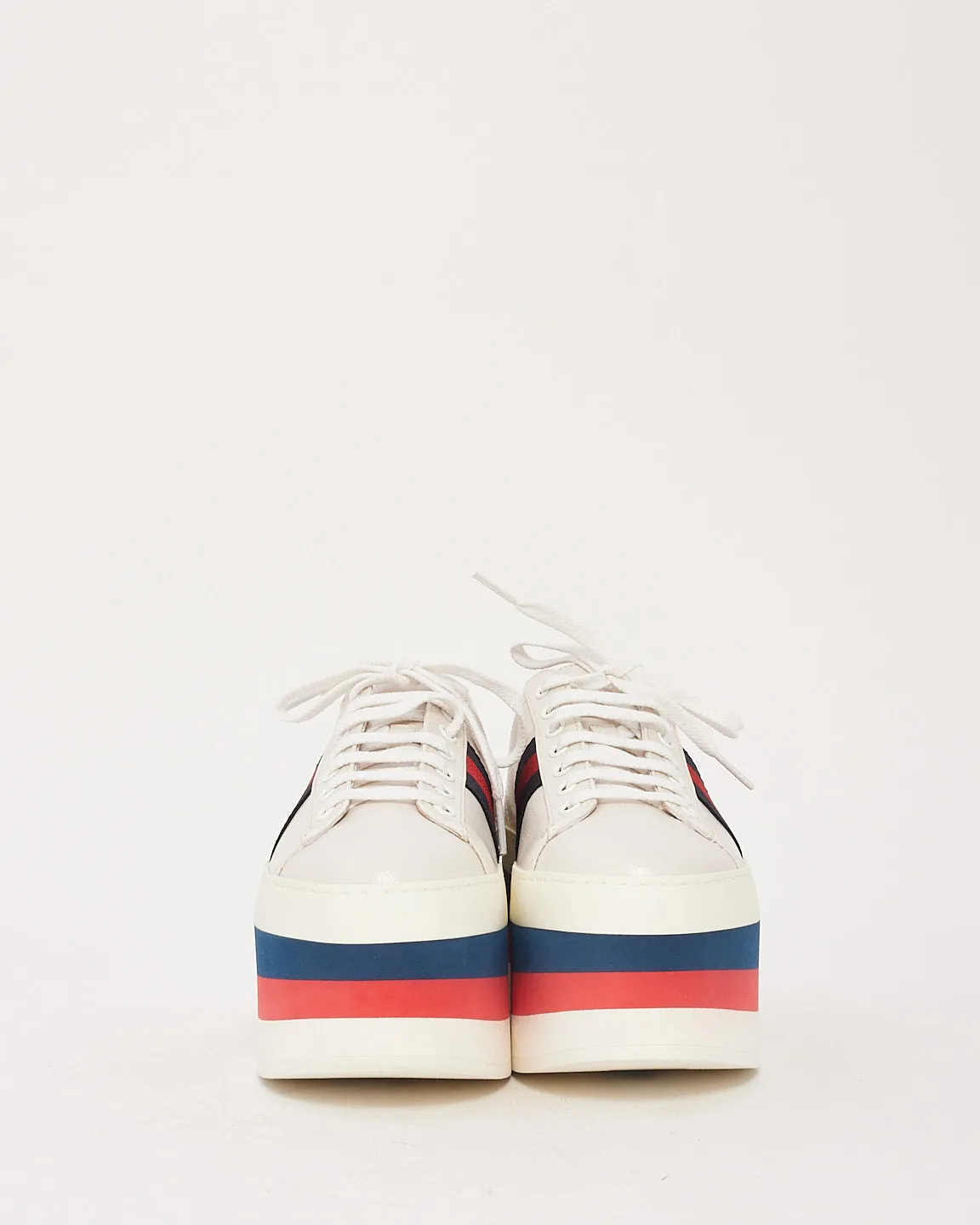 Gucci White Leather Peggy Platform Sneakers - 38